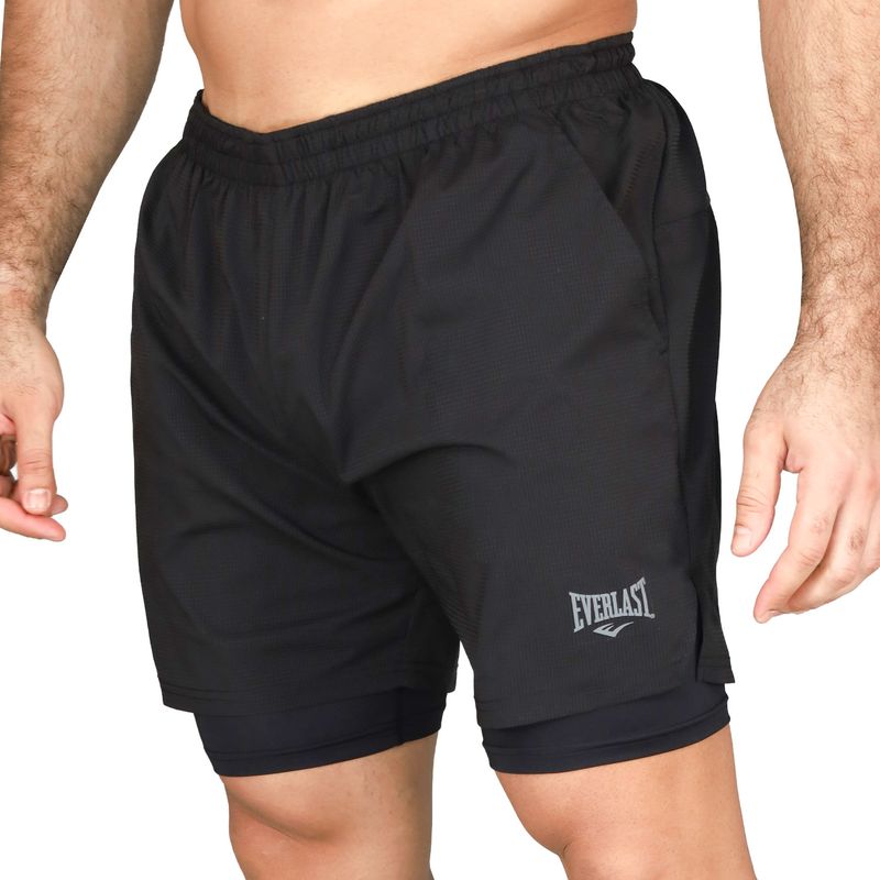 Short 2in1 Men Poly Everlast Track Ii 5" Bk M6