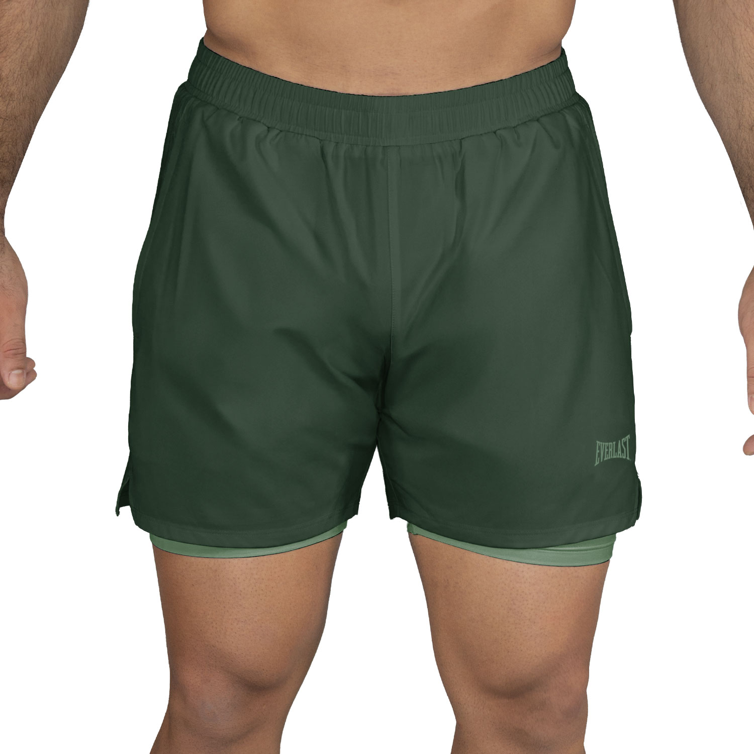 Short 2in1 Men Poly/Elast Everlast Stride 5" Gn