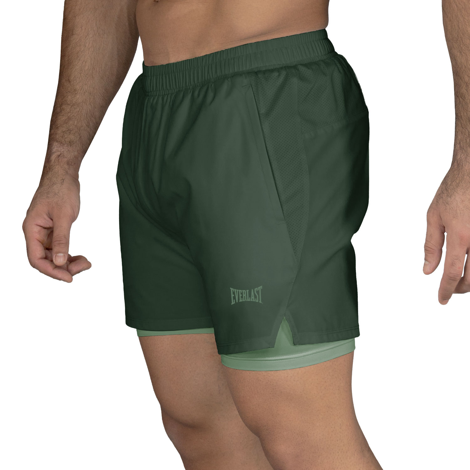 Short 2in1 Men Poly/Elast Everlast Stride 5" Gn - Imagen 2